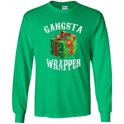 Christmas T-shirt Gangsta Wrapper Novelty Irish Green