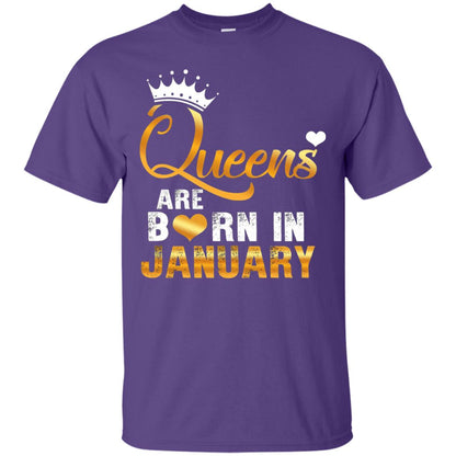 Birthday T-shirt Queens Are Born Iin January Purple