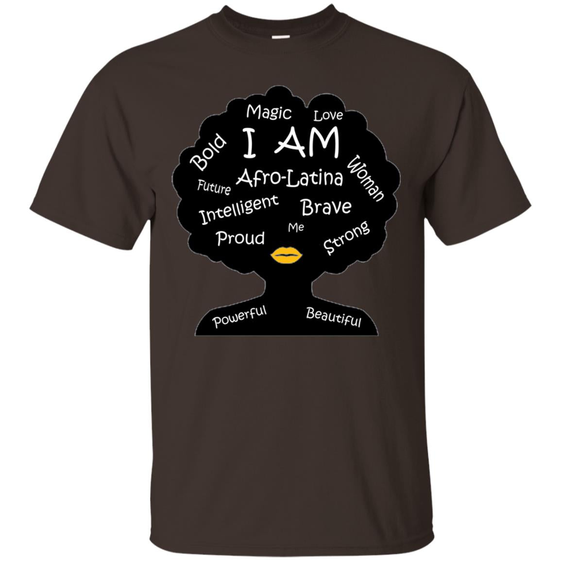 Unisex Bold Afro Latina Proud Black Spanish Culture T-shirt Dark Chocolate