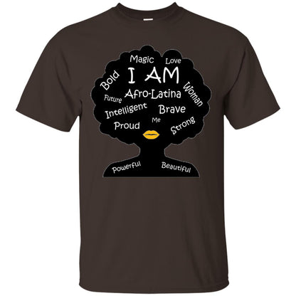 Unisex Bold Afro Latina Proud Black Spanish Culture T-shirt Dark Chocolate