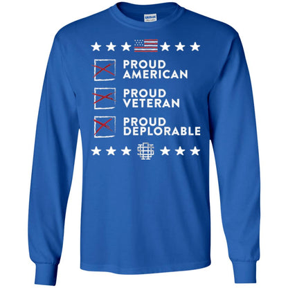 American T-shirt Proud American, Proud Veteran, Proud Deplorable Royal