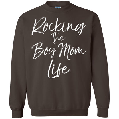 Mom T-shirt Rocking The Boy Mom Life Dark Chocolate