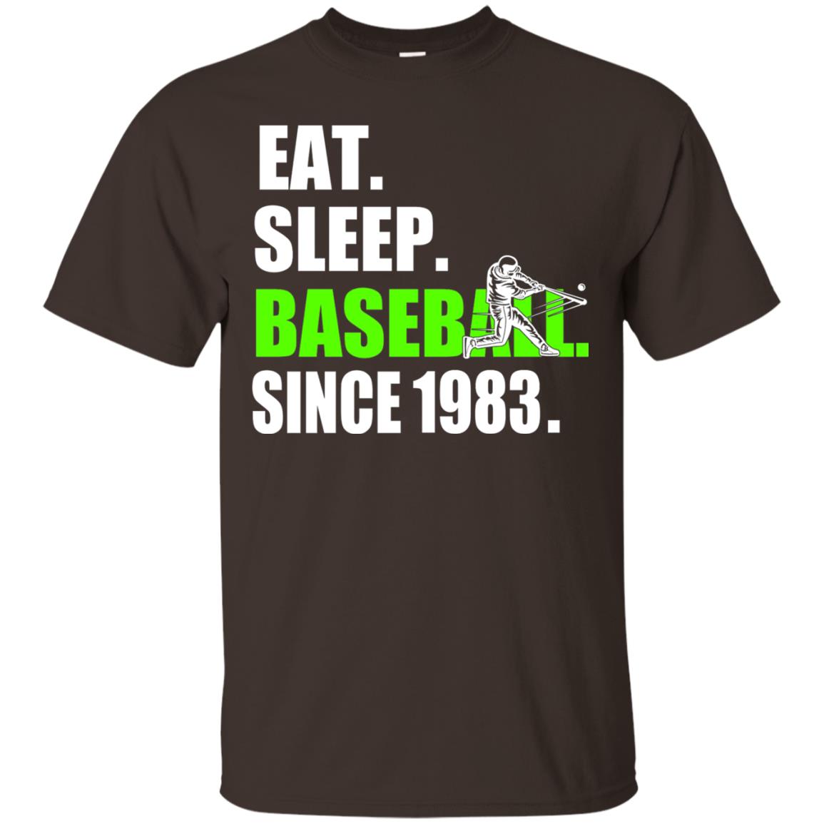 Eat Sleep Baseball Since 1983 35th Birthday Shirt Dark Chocolate