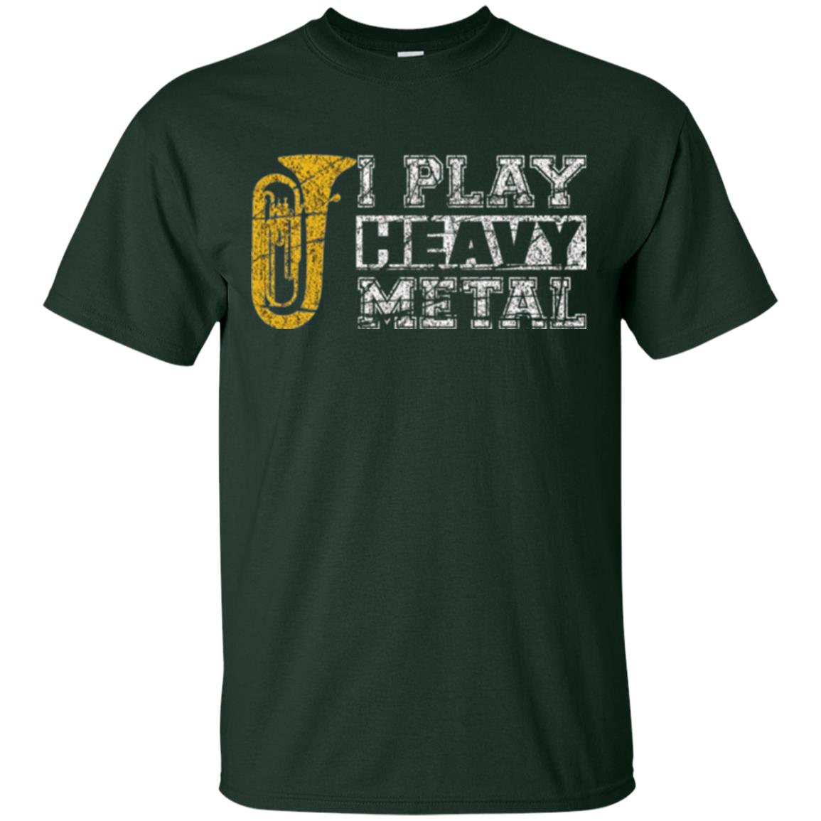Funny Band Distressed T-shirt I Play Heavy Metal Forest Green