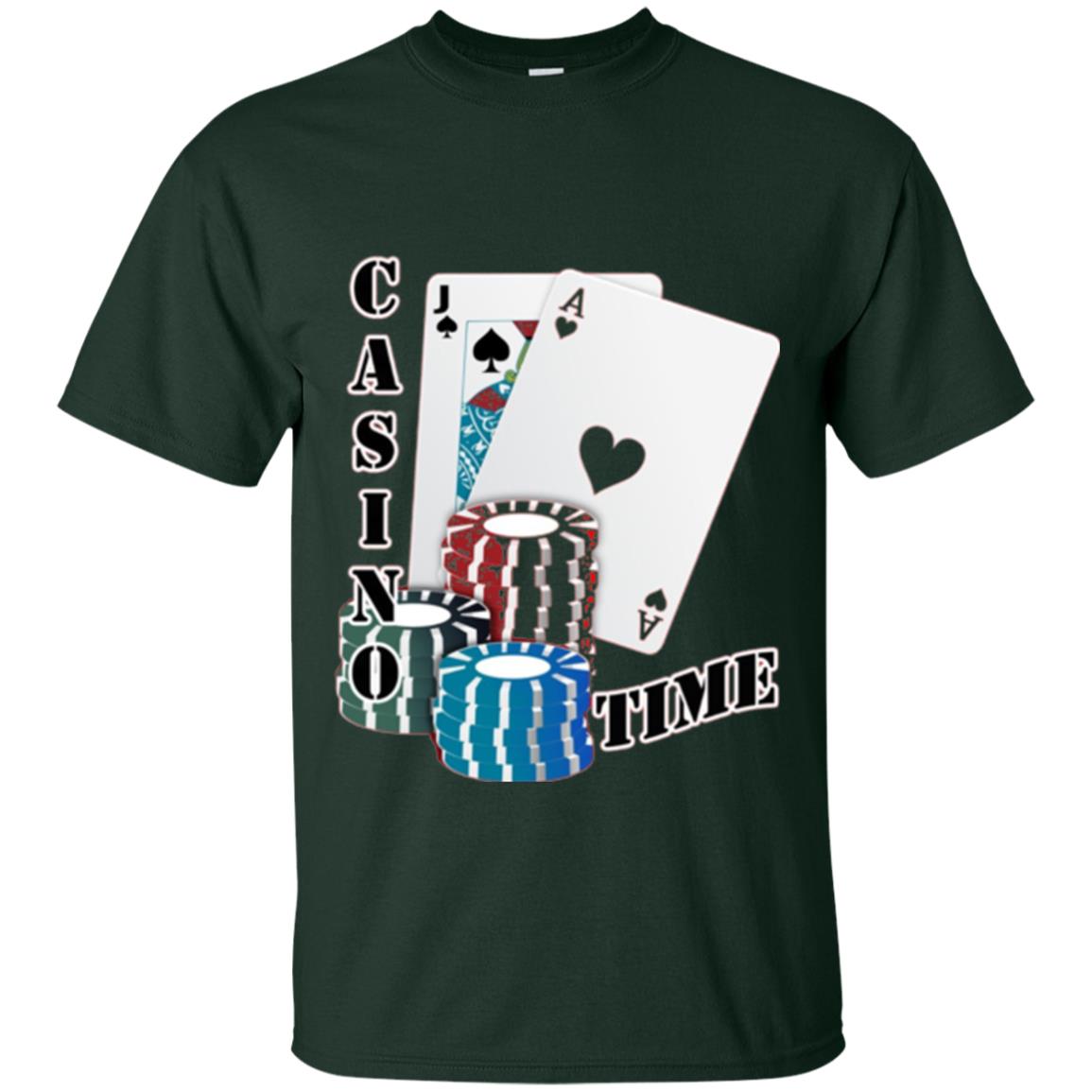 Fun Gambling T-shirt Casino Time Forest Green