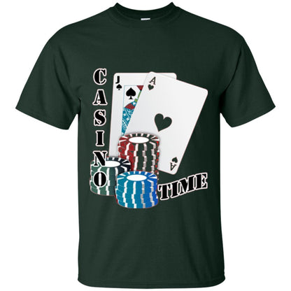 Fun Gambling T-shirt Casino Time Forest Green