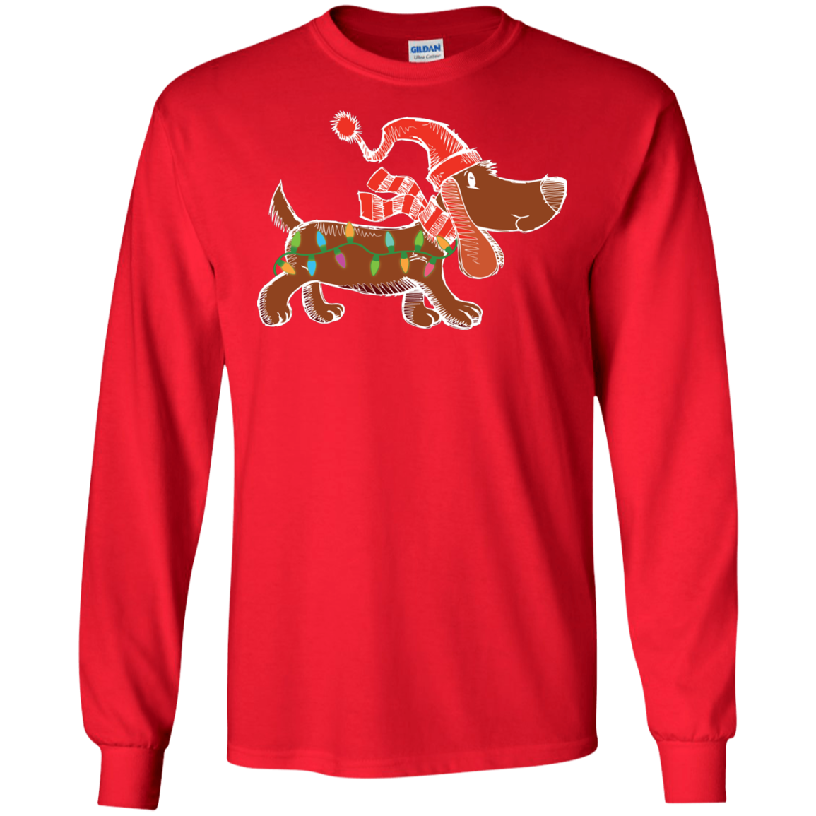 Dog Lover T-Shirt Christmas Lights Labrador Retriever Dog Lover Red