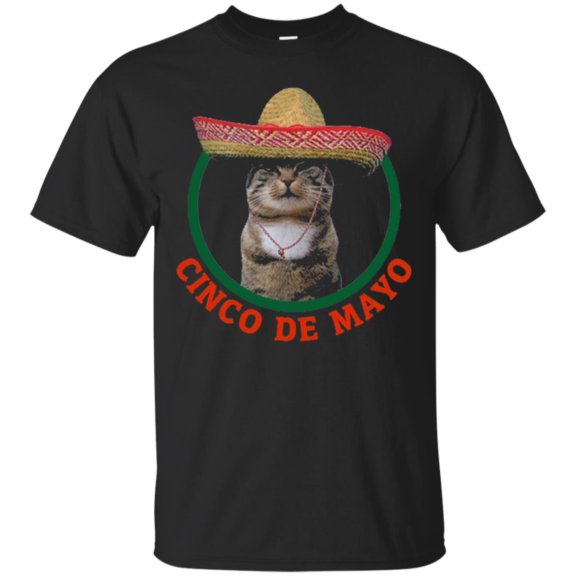 Cinco De Mayo Kitty Cat Funny Cute Meow Sombrero T-shirt Black