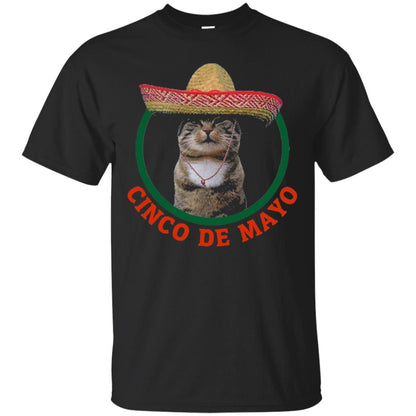 Cinco De Mayo Kitty Cat Funny Cute Meow Sombrero T-shirt Black
