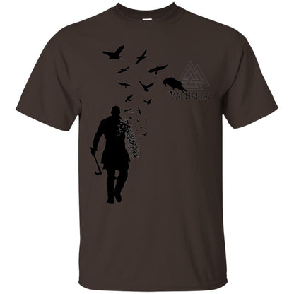 Vikings Axe Ragnar Lothbrok Flock Of Ravens Valhalla Symbol T-shirt Dark Chocolate