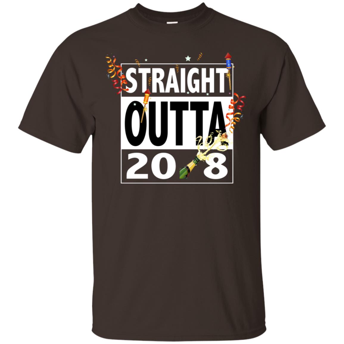 Straight Outta 2018 New Year 2019 Gift Shirt Dark Chocolate