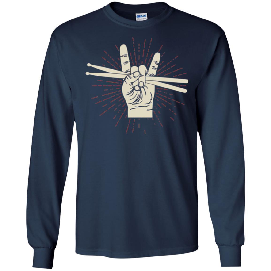 Drummer T-shirt Drumsticks Percussion Rock Navy
