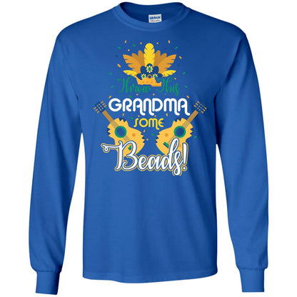 Mardi Gras T-shirt Throw This Grandma Some Beads Royal