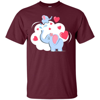 Mothers Day On 13th Of May Elephant Mom And Kid Shirt Maroon