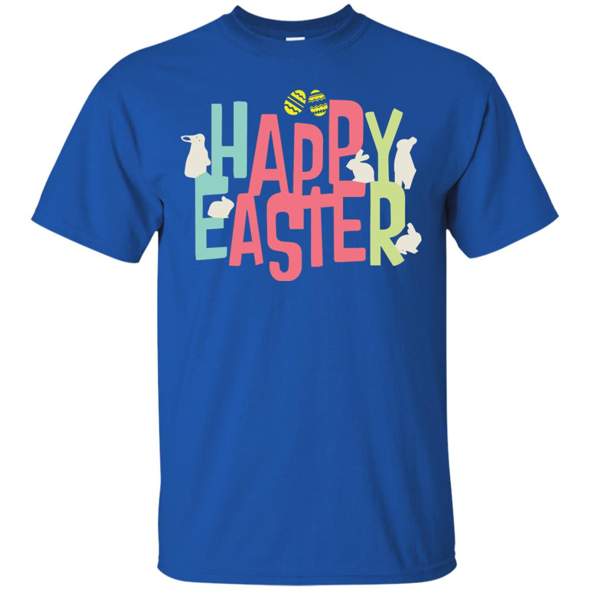Happy Easter Eggs Bunny T-shirt Royal