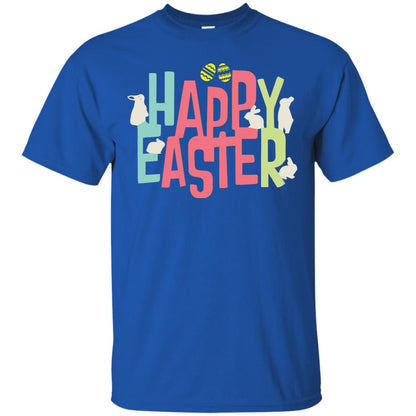Happy Easter Eggs Bunny T-shirt Royal