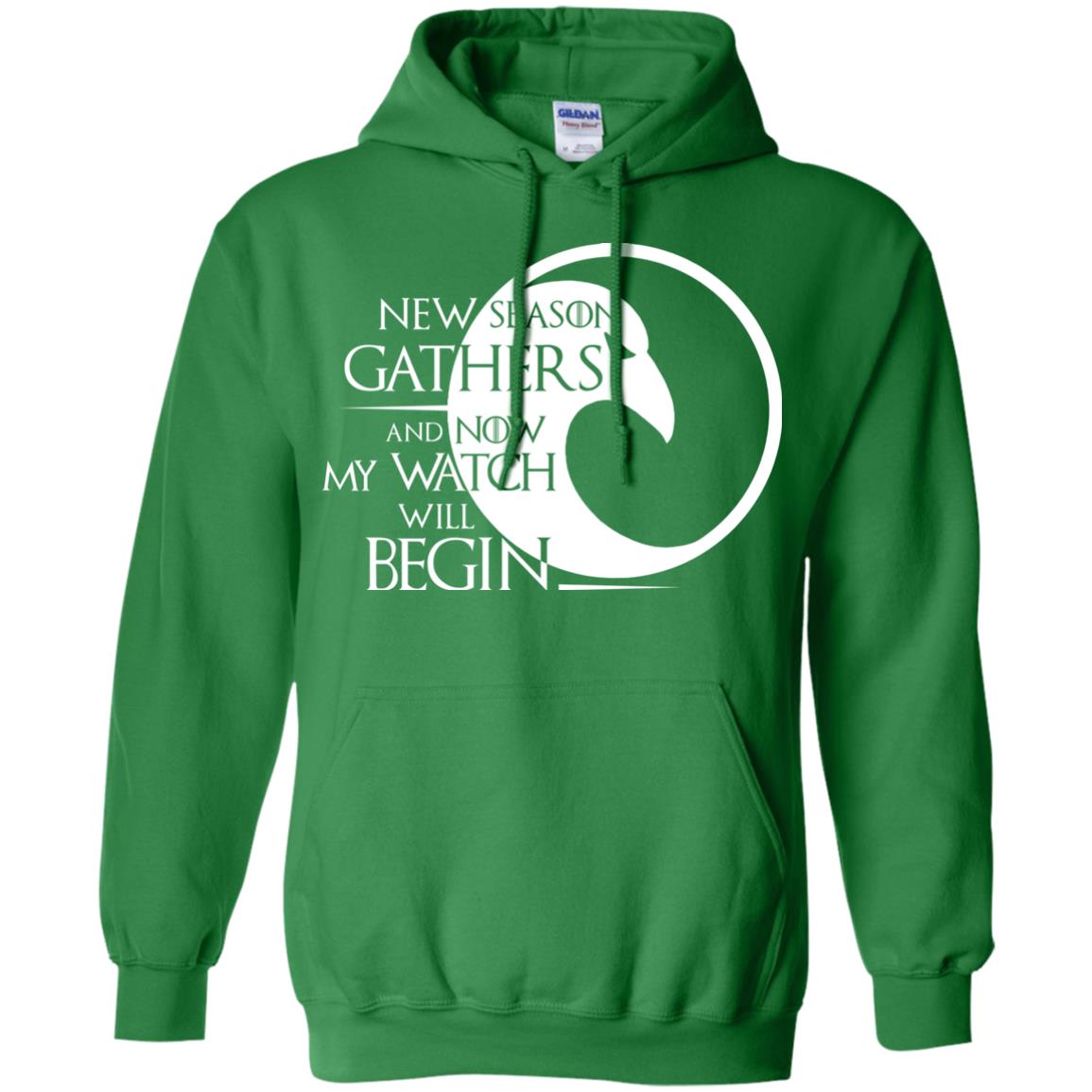 New Season Gathers And Now My Watch Will Begin Game Of Thrones Fan T-shirt Irish Green