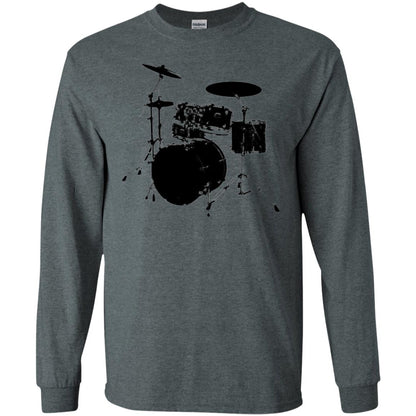 Drum Lovers T-shirt Drum Kit Stencil Print Dark Heather