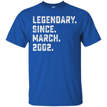 Legendary Since March 2002 16th Years Old Birthday T-shirt Royal