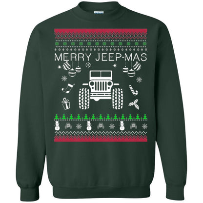 Christmas T-shirt Mery Jeep-mas Jeep Ugly Forest Green