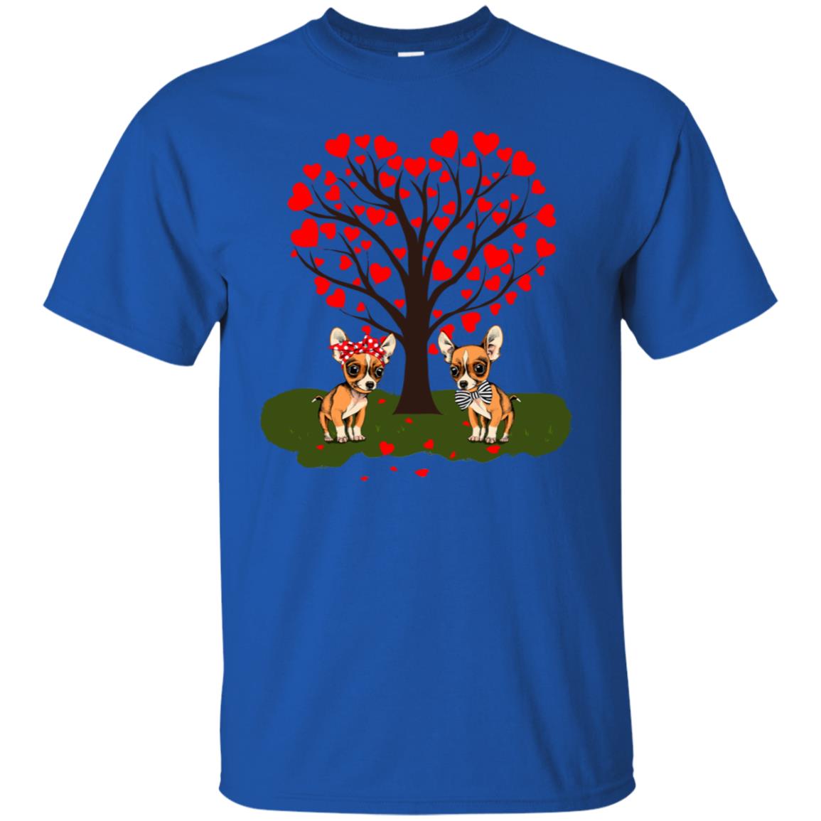 Valentine Chihuahua Couple Heart Tree Shirt Royal