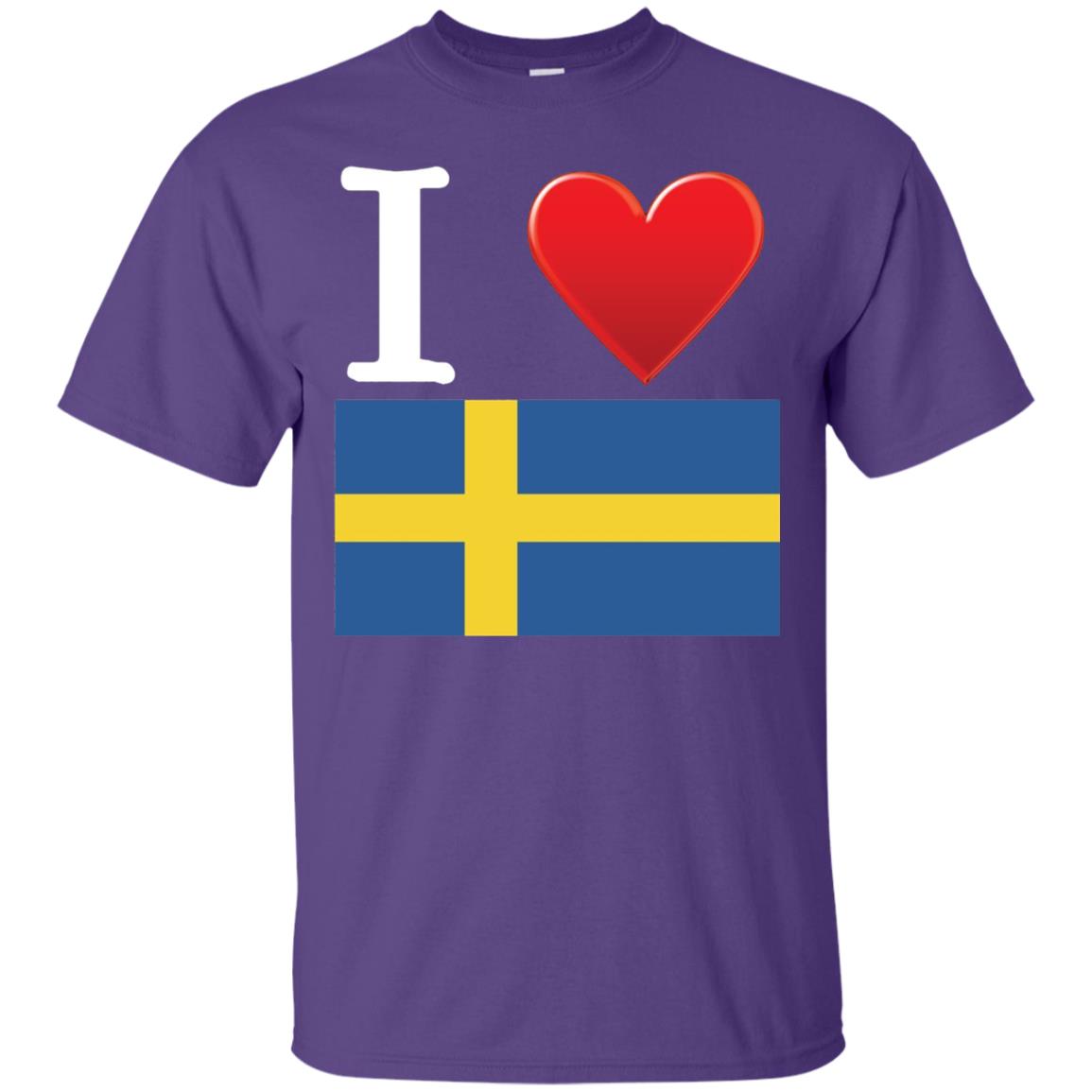 I Heart Love Sweden Flag T-shirt Purple