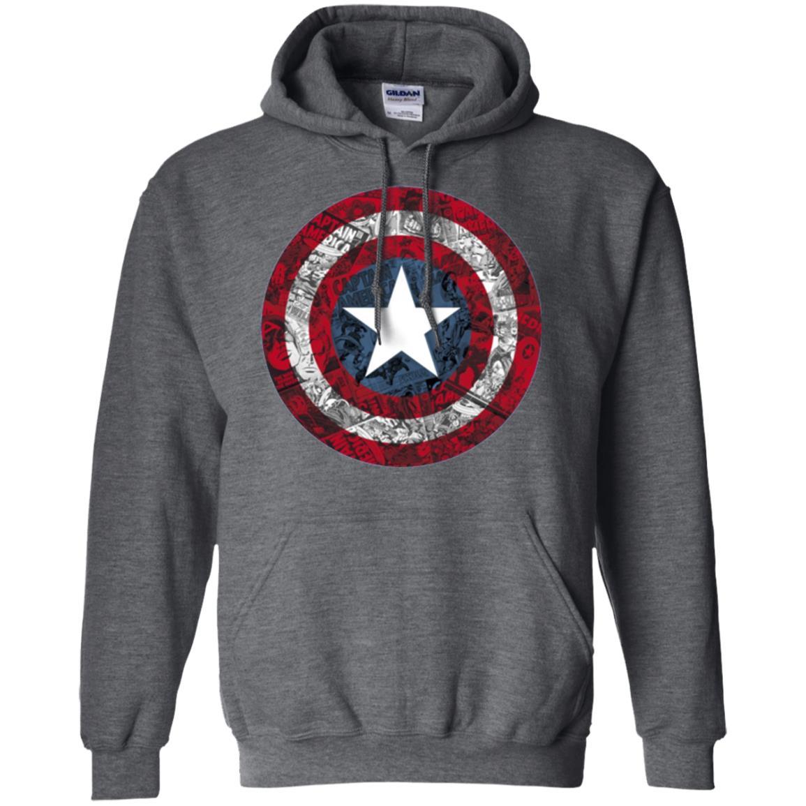 Film T-shirt Captain America Avengers Shield Comic Graphic Dark Heather