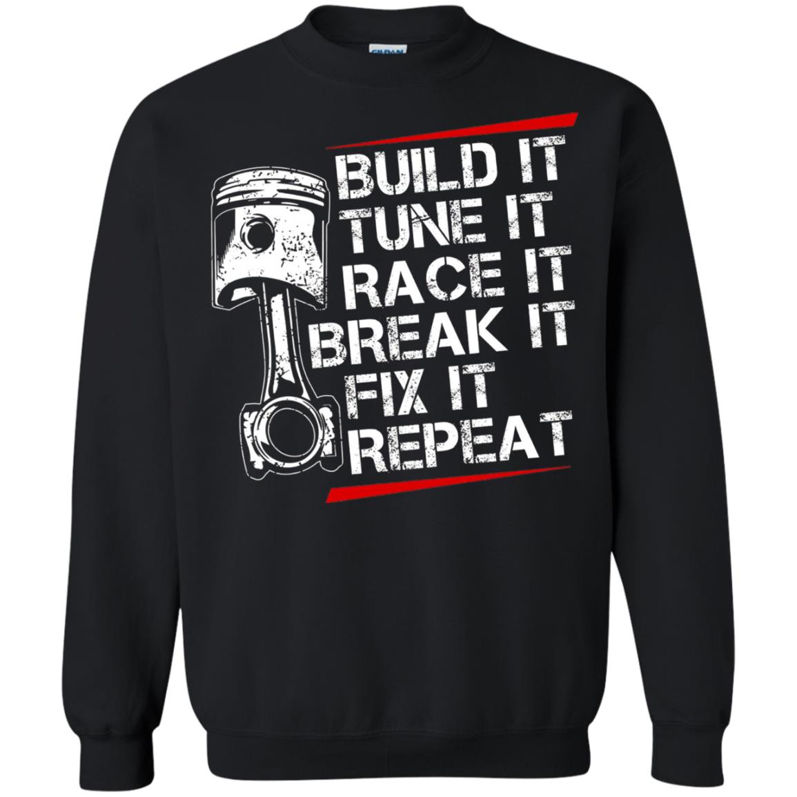 Build It Tune It Race It Break It Fix It Repeat Racecar Steps T-shirt Black