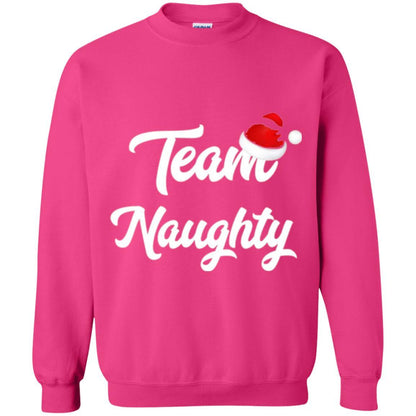 Christmas T-shirt Team Naughty Nice Santa Hat T-shirt Heliconia