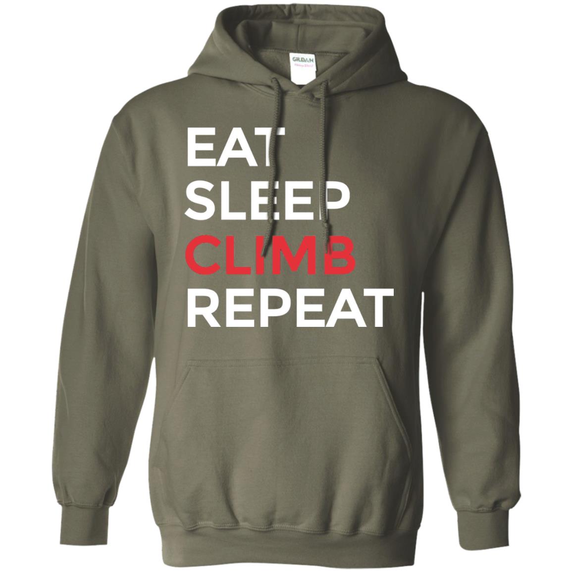 Eat Sleep Climb Repeat Mountain Climber Rock Climbing Shirt Military Green
