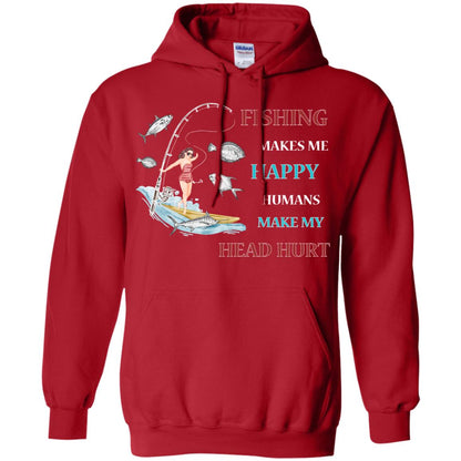 Fishing Make Me Happy Humans Make My Head Hurt Shirt Red
