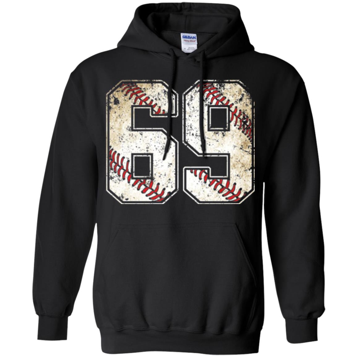 Baseball Player T-shirt Jersey Number 69 Retro Vintage Black