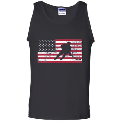 Hockey T-shirt American Flag Usa Patriotic Ice Skating Black