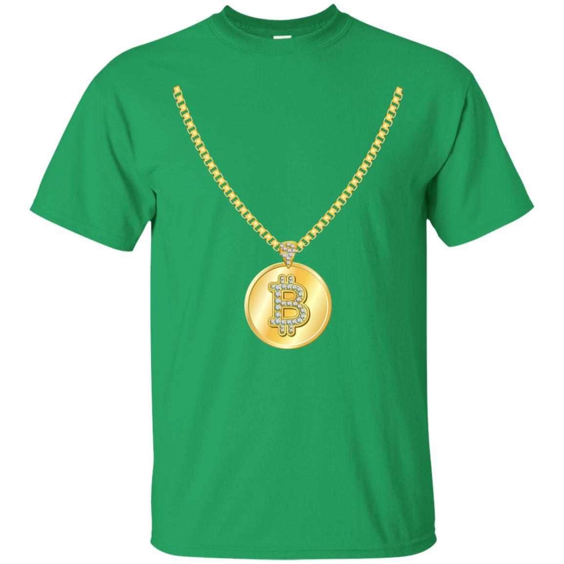 Funny Bitcoin T-shirt Gold Chain Cryptocurrency Necklace Irish Green