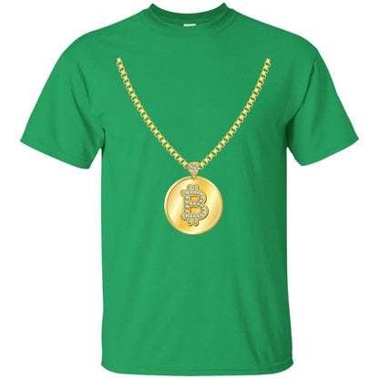 Funny Bitcoin T-shirt Gold Chain Cryptocurrency Necklace Irish Green