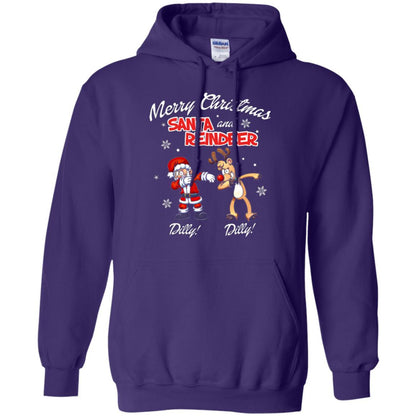 Christmas T-shirt Merry Christmas Santa And Reindeer Dilly Dilly Purple