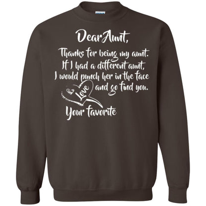 Family T-shirt Dear Aunt Thanks For Being My Aunt Dark Chocolate