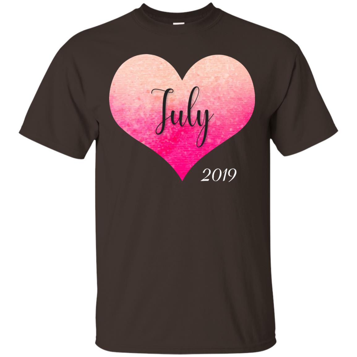 Pregnancy Reveal Announcement Party July 2019 Shirt Dark Chocolate