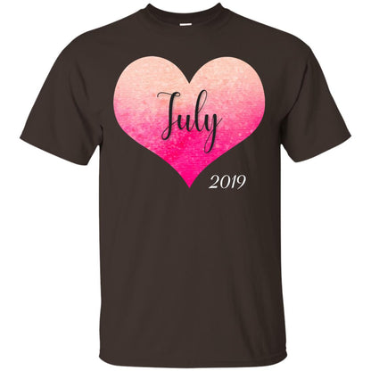 Pregnancy Reveal Announcement Party July 2019 Shirt Dark Chocolate
