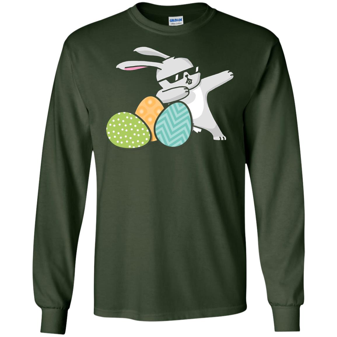 Easter Bunny Dabbing Gift Shirt For Dabbing Lover Forest Green