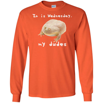 Funny Frog T-shirt It Is Wednesday My Dudes Orange