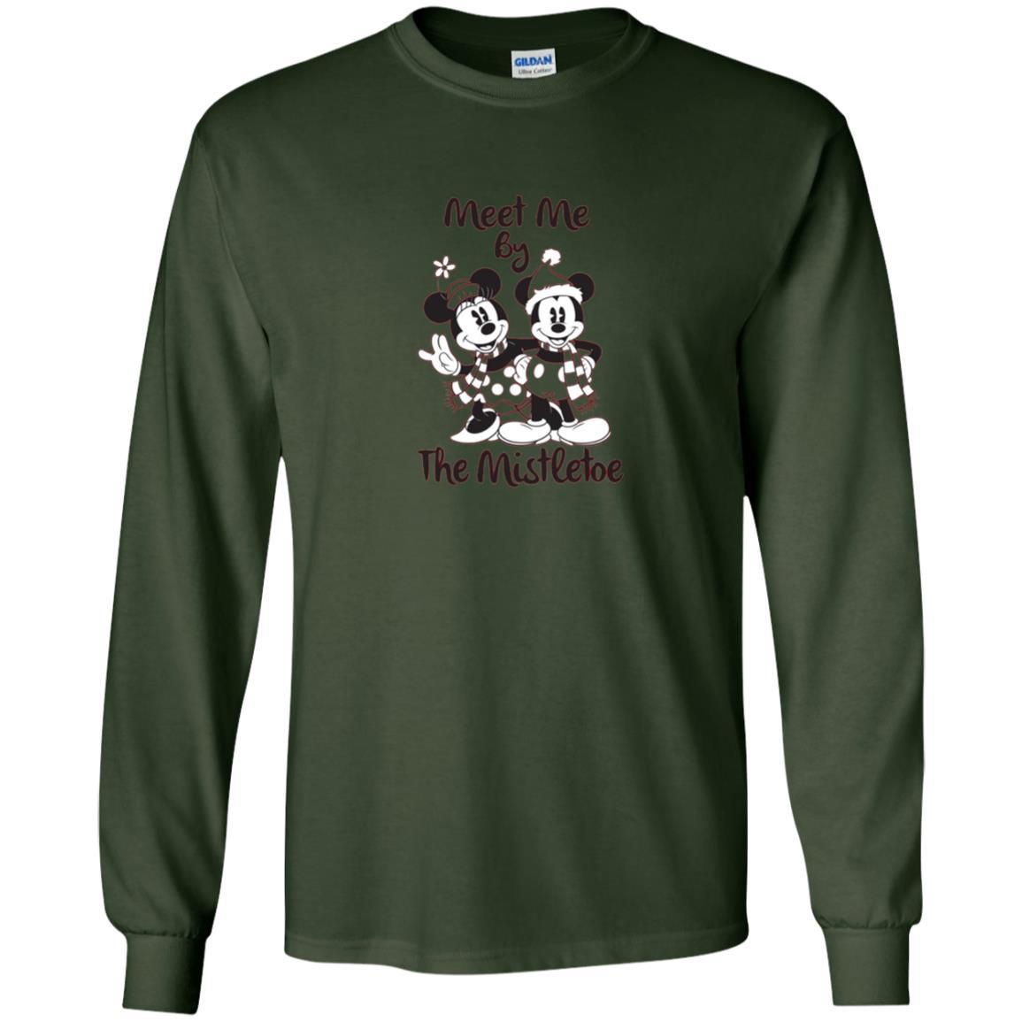 Christmas T-shirt Meet Me By Mistletoe Forest Green