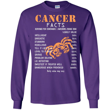 Cancer Facts 1 Awesome Zodiac Sign Gift Shirt For Cancer Horoscope Purple