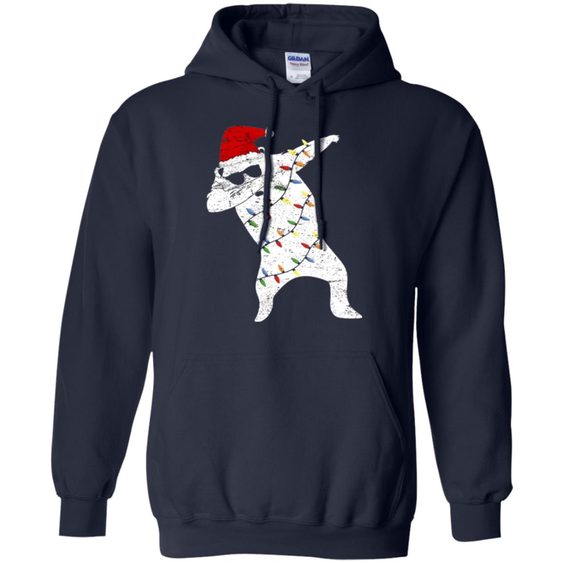 Christmas T-shirt Santa Bear Dabbing Lights Sunglasses Navy