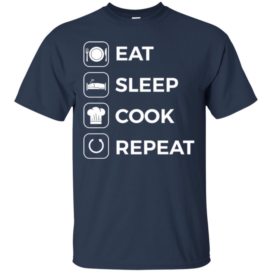 Chef T-shirt Eat Sleep Cook Repeat T-shirt Navy