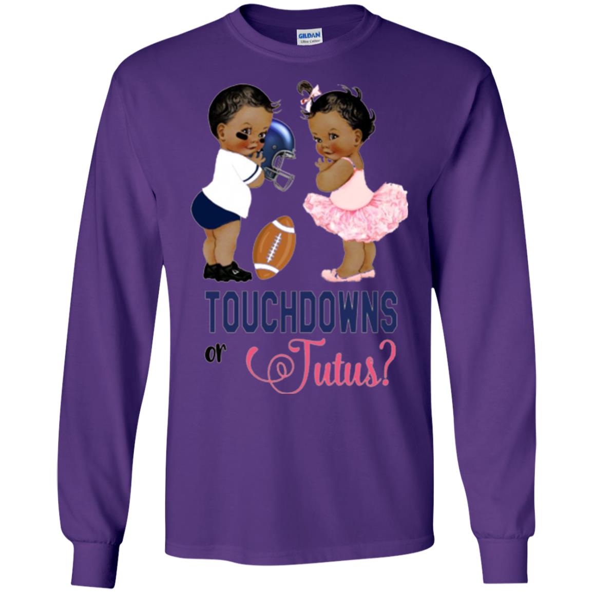 Ethnic Touchdowns Or Tutus Gender Reveal Party Football Lover T-shirt Purple