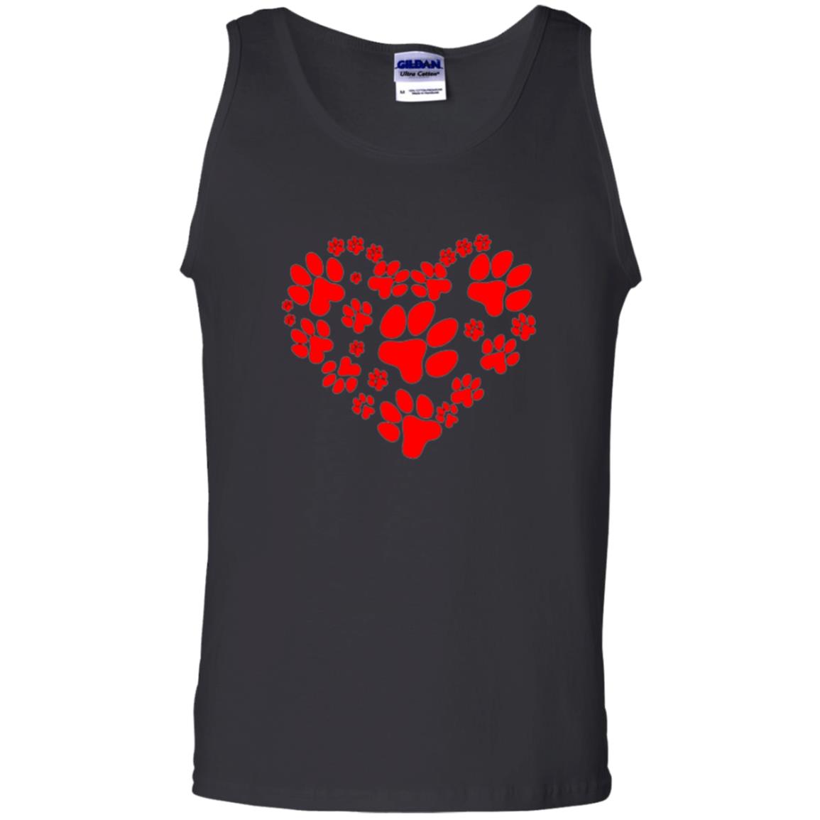 Dog Lover T-shirt Dog Paw Heart Valentine T-shirt Black