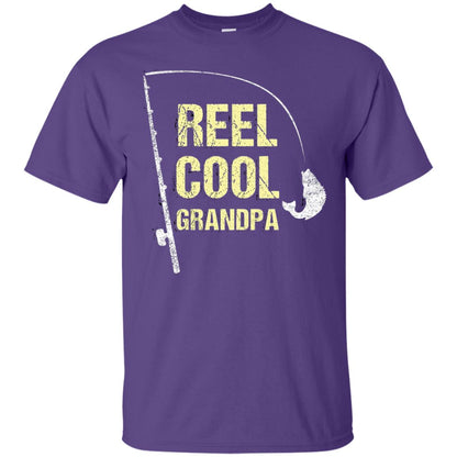 Reel Cool Grandpa Fisherman T-shirt Purple