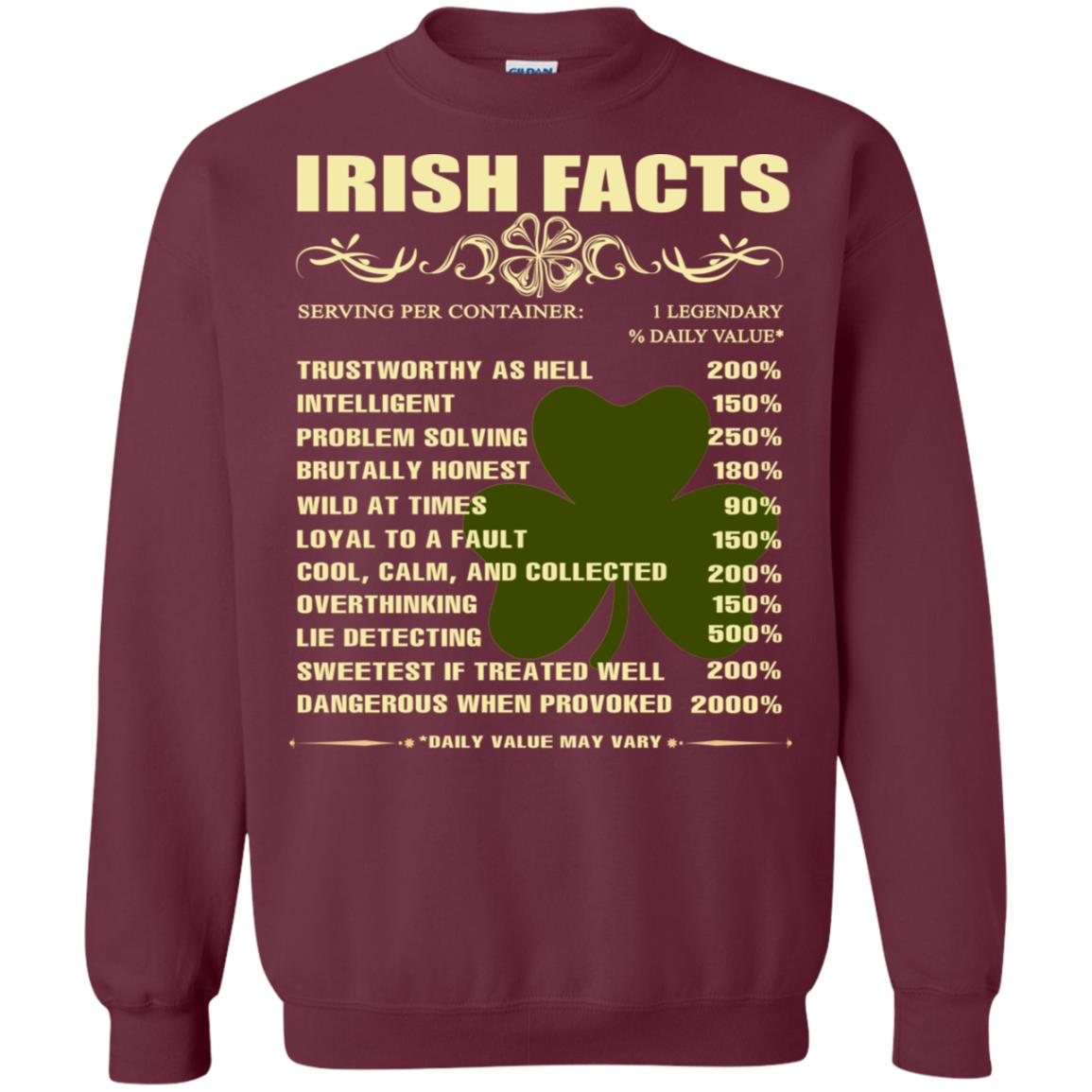 Irish Facts Intelligent Problem Solving Shirt Maroon