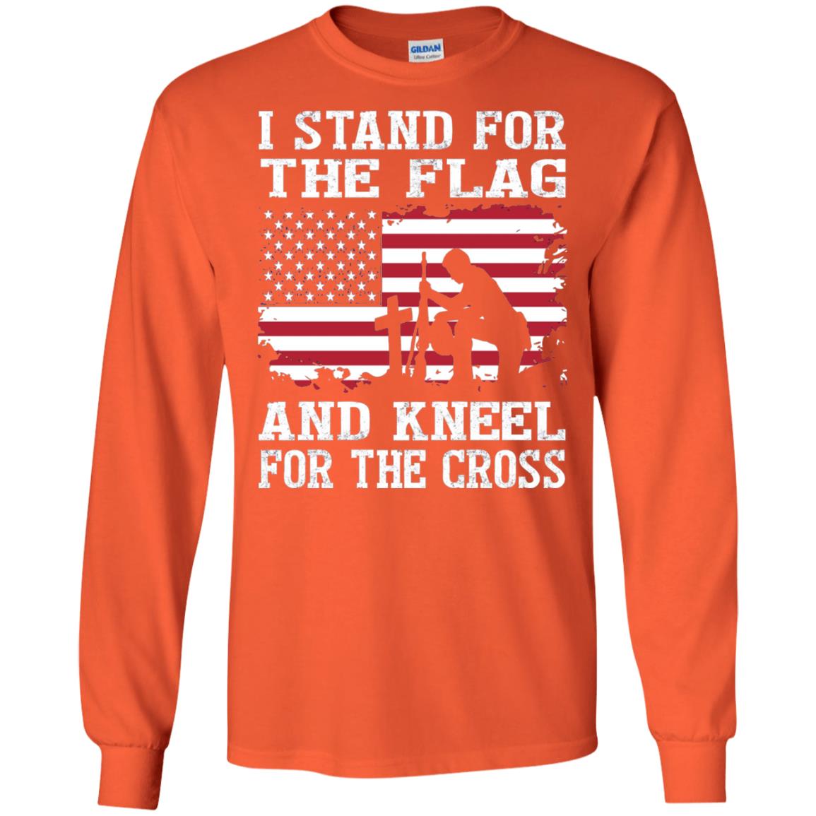I Stand For The Flag And Kneel For The Cross Military T-shirt Orange